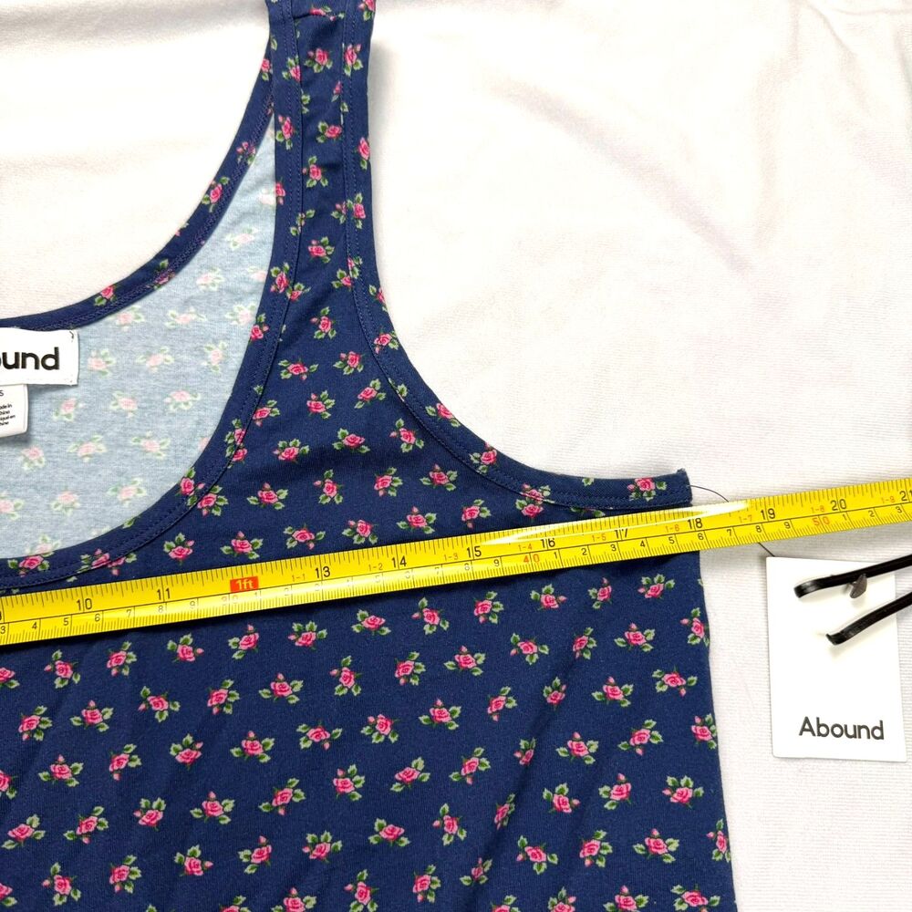 Abound NWT Blue Ditsy Floral Cotton Tank Romper with Drawstrings Size S - Picture 4 of 6